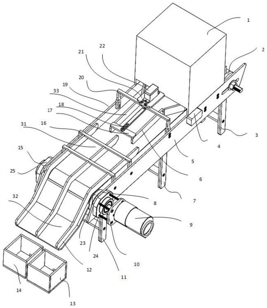 On-line detecting and sorting device for profile defects of stamping parts