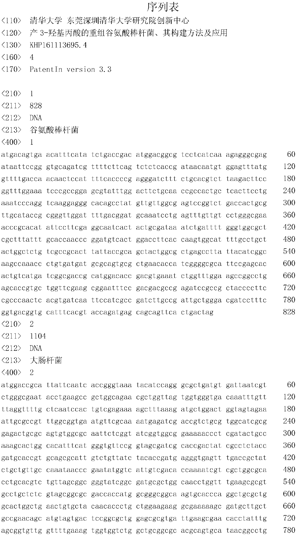 Recombinant Corynebacterium glutamicum producing 3-hydroxypropionic acid, its construction method and application