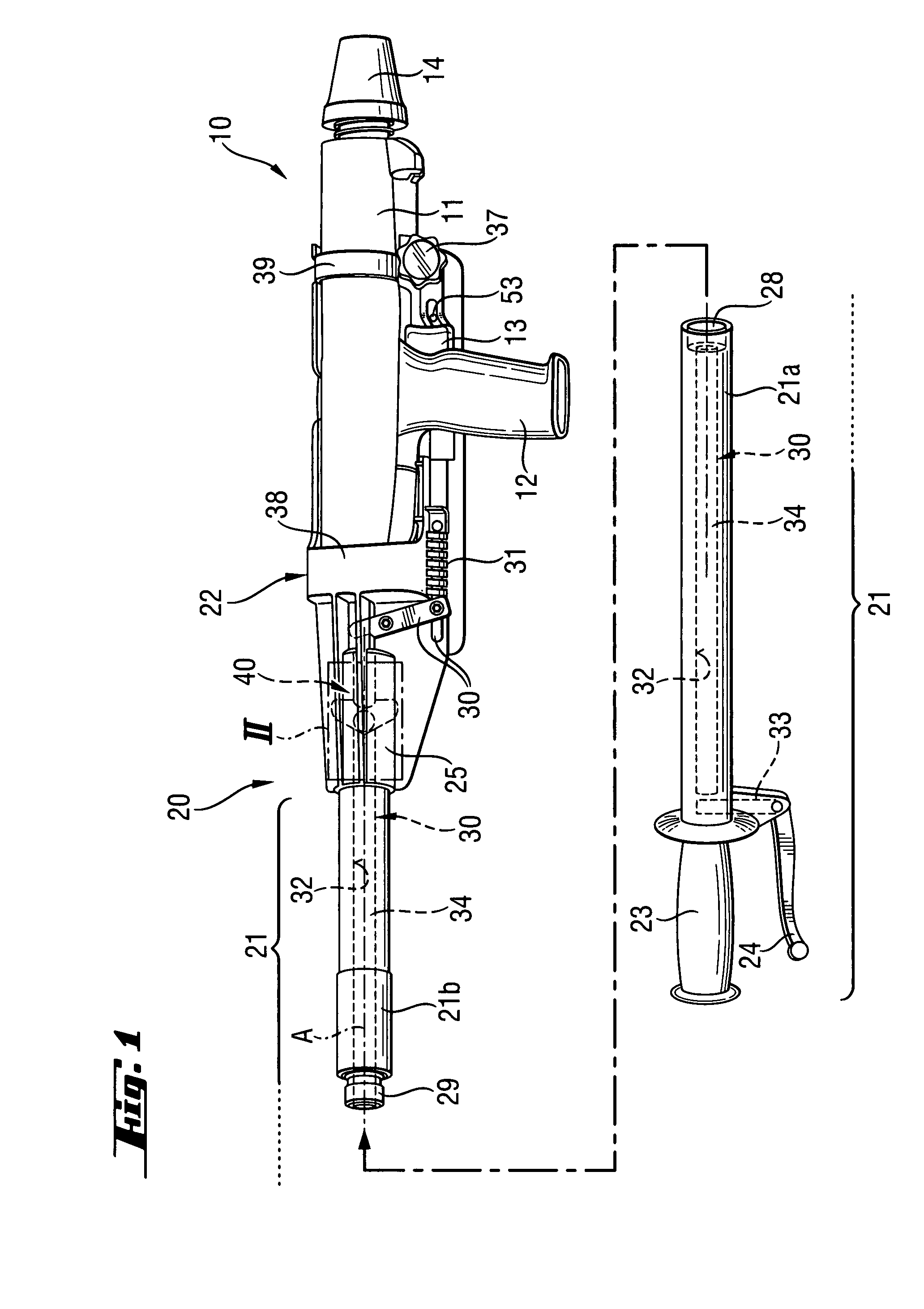 Positioning device with actuating switching means for a hand-held setting tool