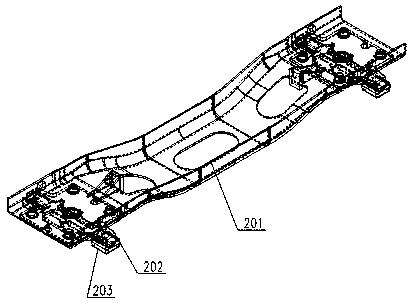 Wheel-rail low-power bogie with transverse swing control device