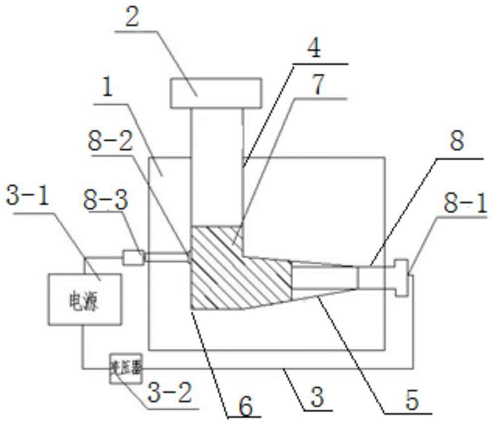 Device and method for preparing fine grains through electroplastic variable-section corner extrusion