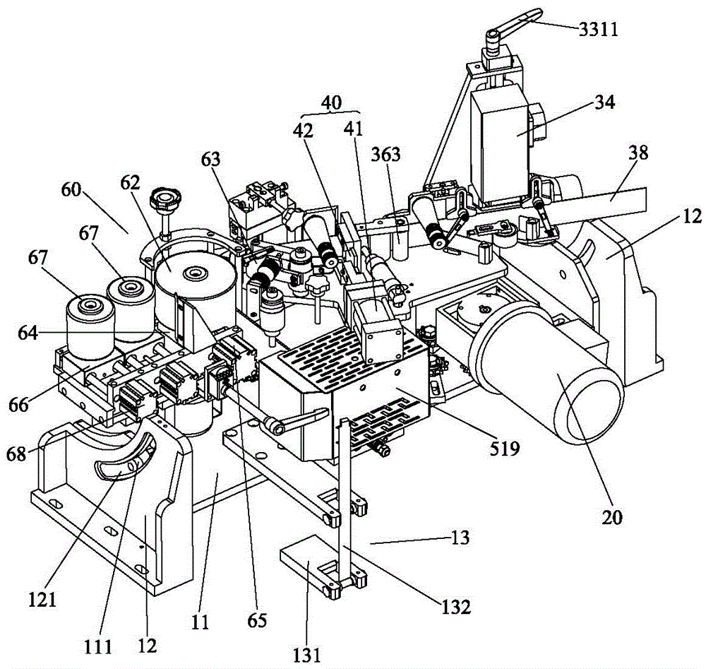 Grooving, gluing and band pressing mechanism of edge sealing band