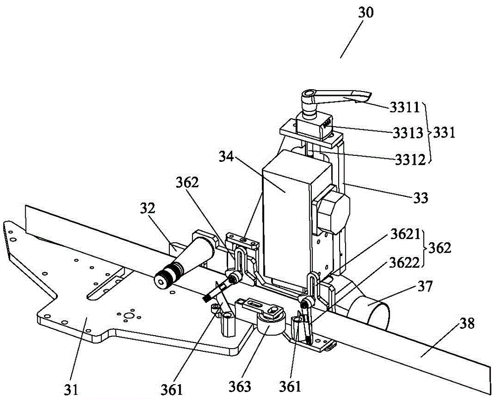 Grooving, gluing and band pressing mechanism of edge sealing band