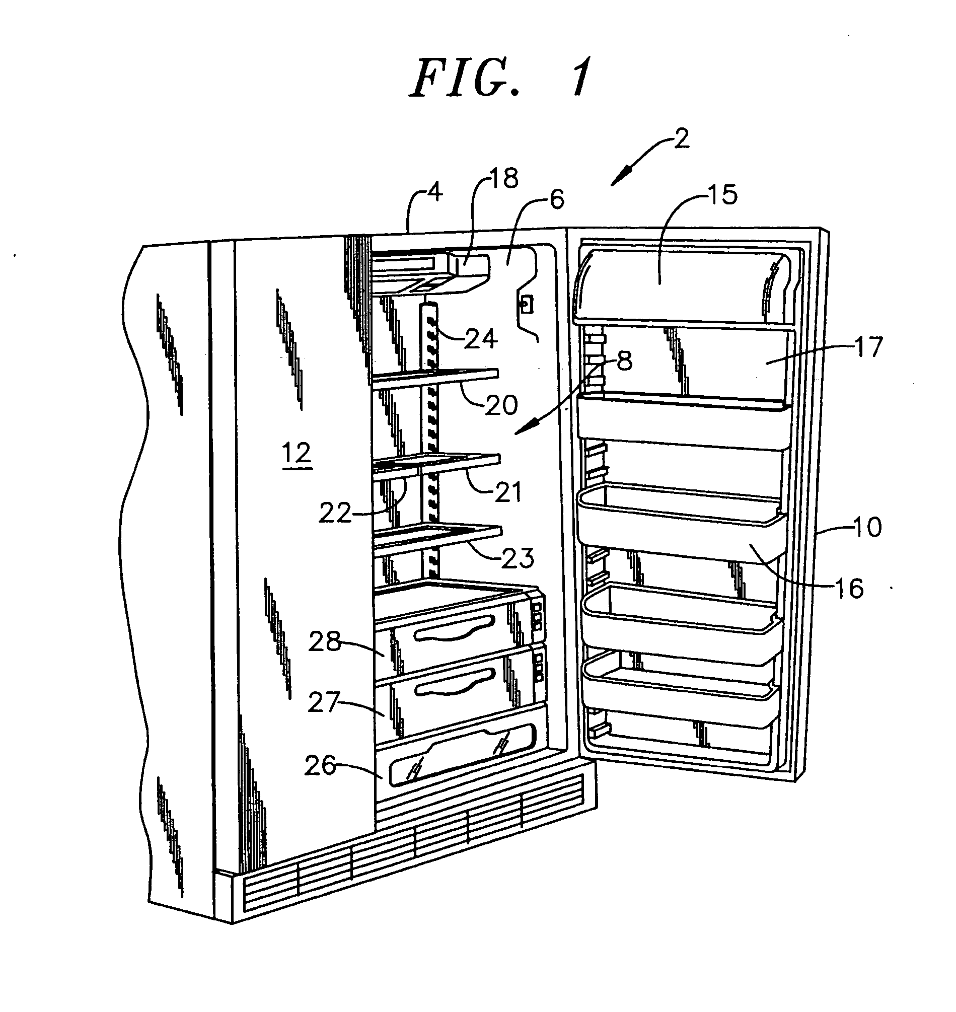 Refrigerator rail system for removably supported side-sliding shelves