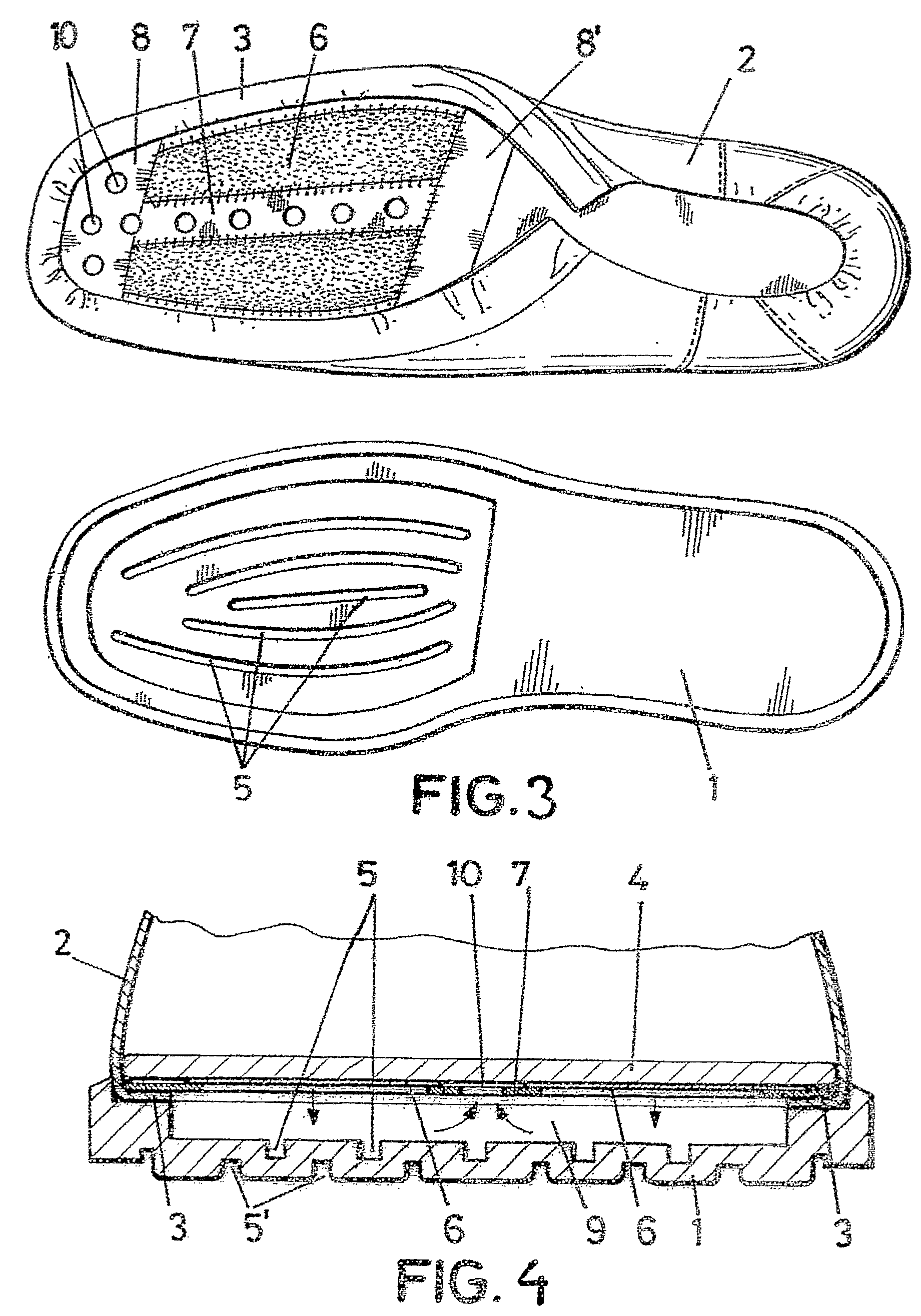 Self-ventilated, ergonomic footwear and sole