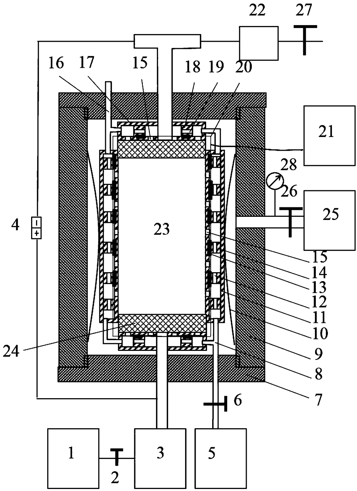 Water lock release capability evaluation device for coupling detection of saturability and permeability