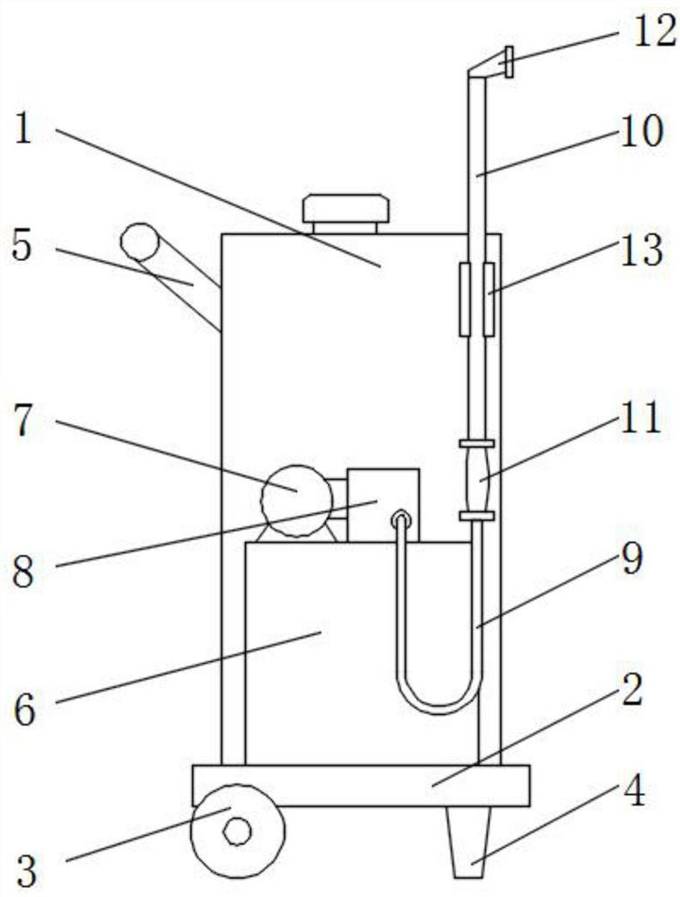 Portable pesticide spraying device for planting bamboo reeds