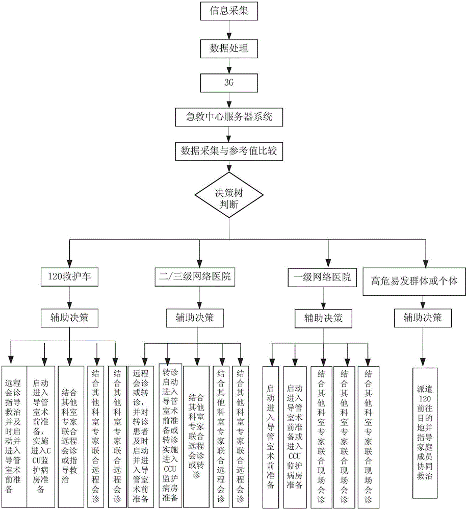 ACS (Acute Coronary Syndrome) regional synergistic treatment network system and assistant decision-making method thereof