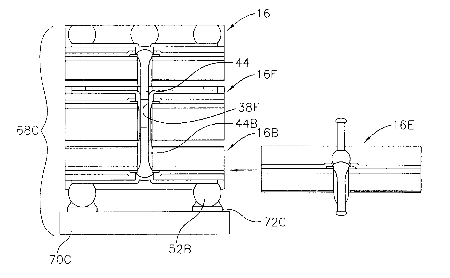 Semiconductor component having backside pin contacts