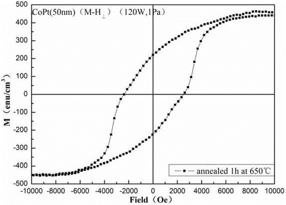 Bi-layer structure material of CoPt/Ta vertical magnetic film and preparation method thereof