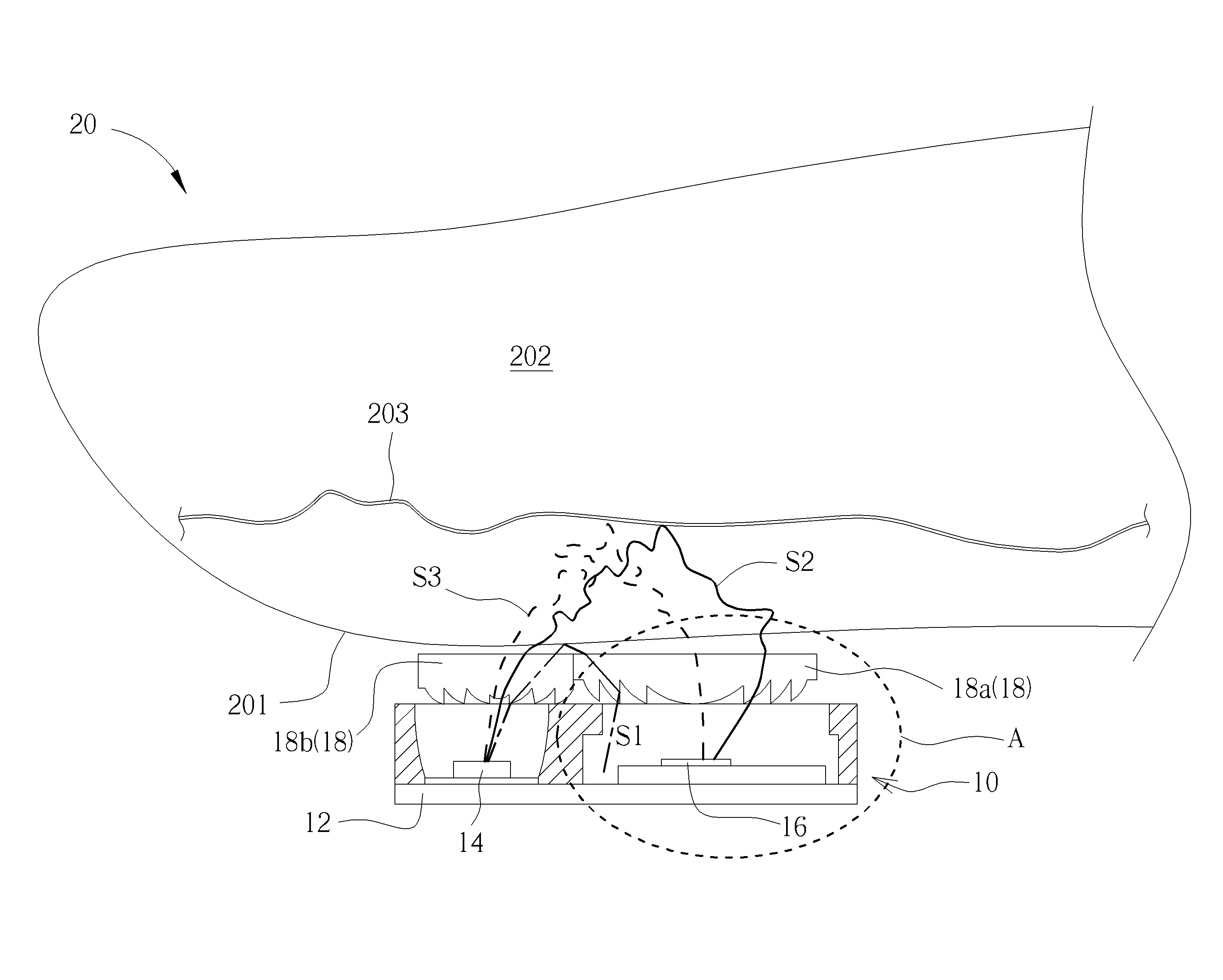 Multi-segment Optical Component and Related Optical Detecting Device Capable of Increasing SNR