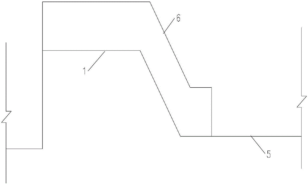 Jet flow and drop flow energy dissipation structure for overflowing of shore-side flood protection gap of gravity dam