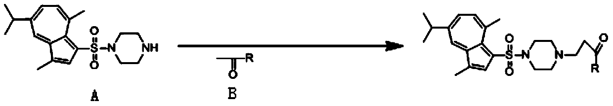 Guaiac orchid hydrocarbon azulene ramification and preparing method and application thereof