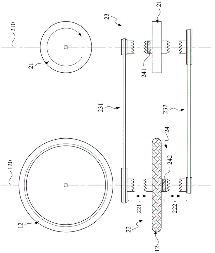 A flywheel device of a bicycle