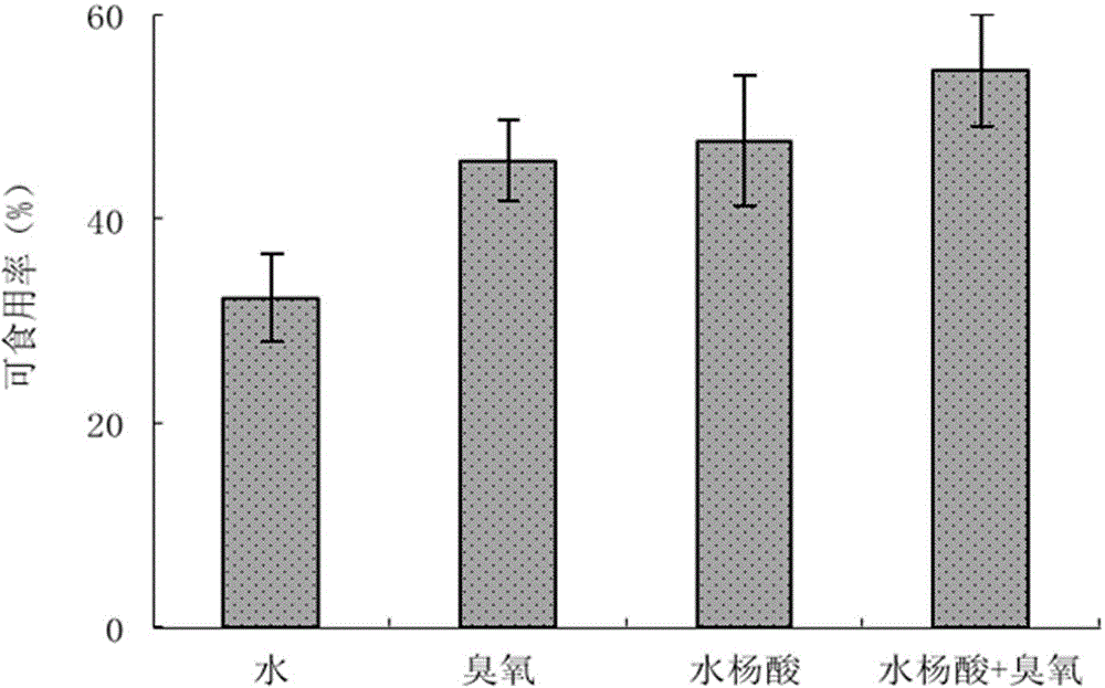 A cold storage and freshness preservation method of treating green bamboo shoots covered with bamboo sheath with the combination of salicylic acid and ozone