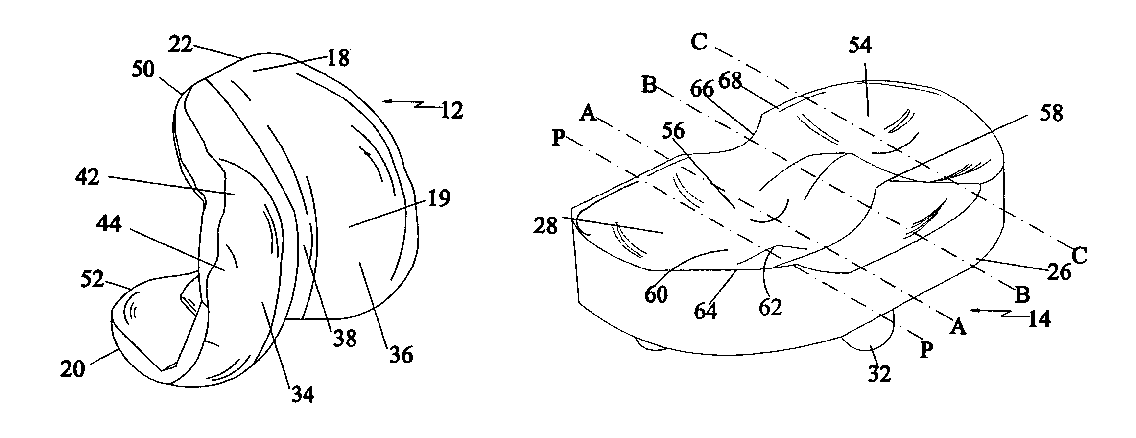 Knee joint with a ramp