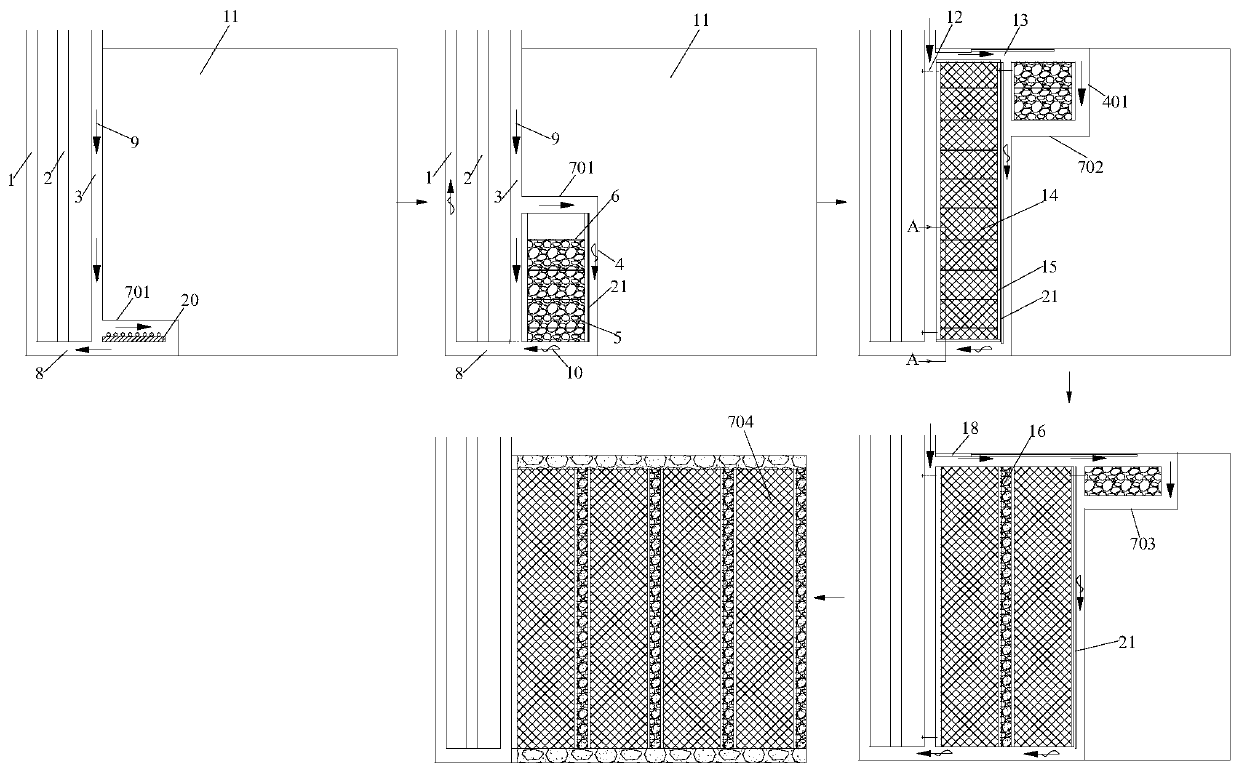 Settlement-limited stoping method for false mined-out layer support formed in combination with rock gangue