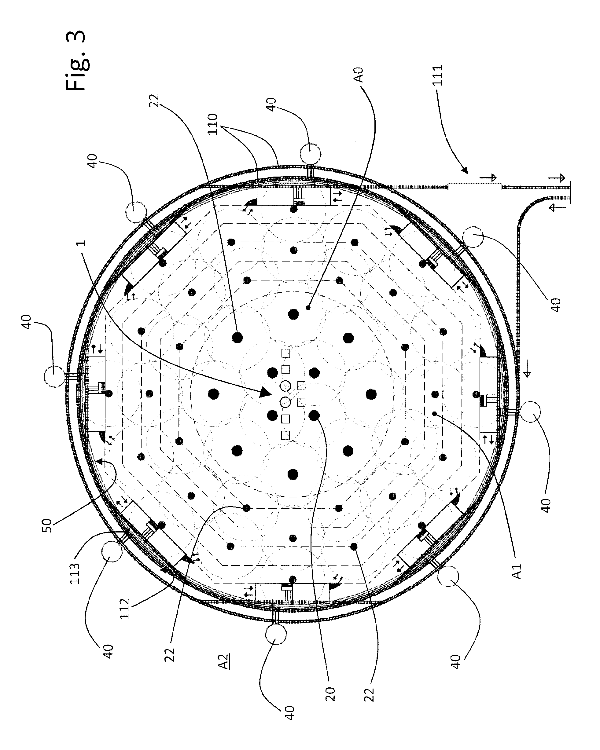 System for abatement of noxious emissions in the atmosphere from an industrial or nuclear power plant