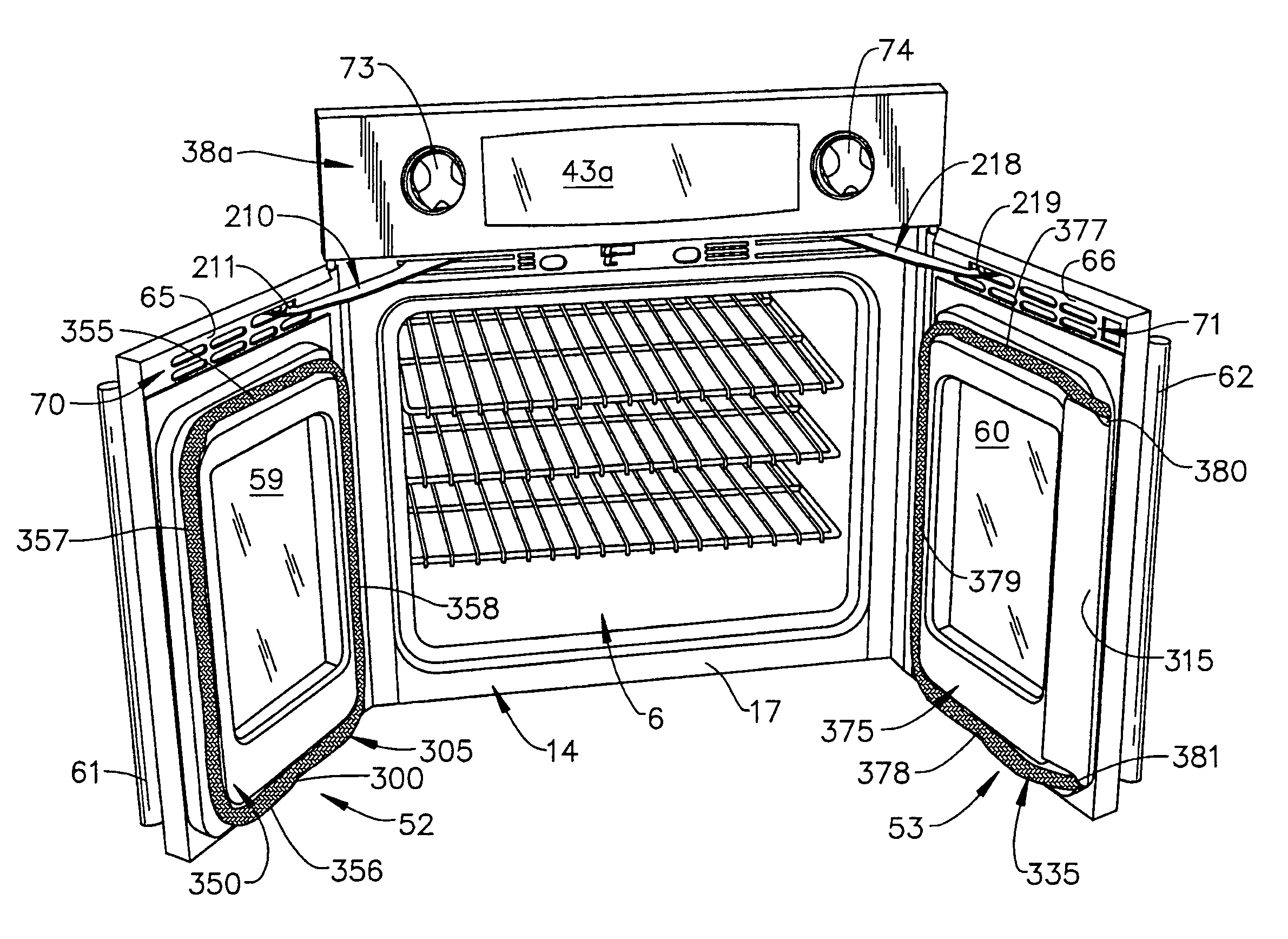 French door cooking appliance closure system