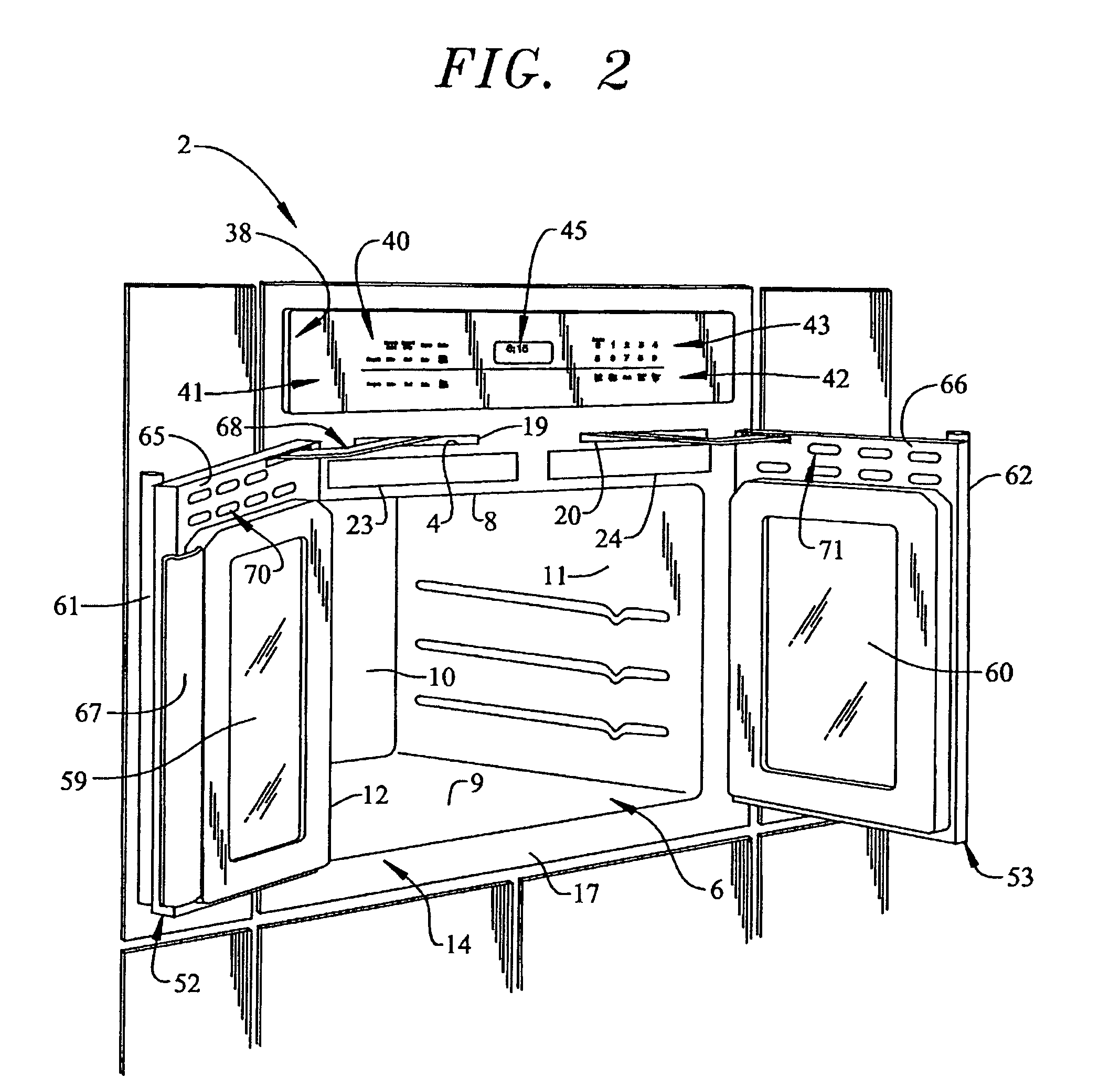 French door cooking appliance closure system