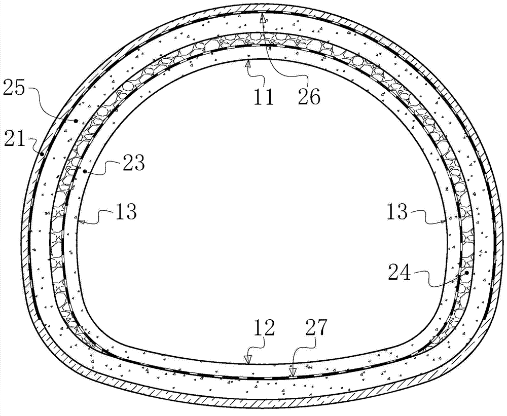 Tunnel supporting structure across active fault