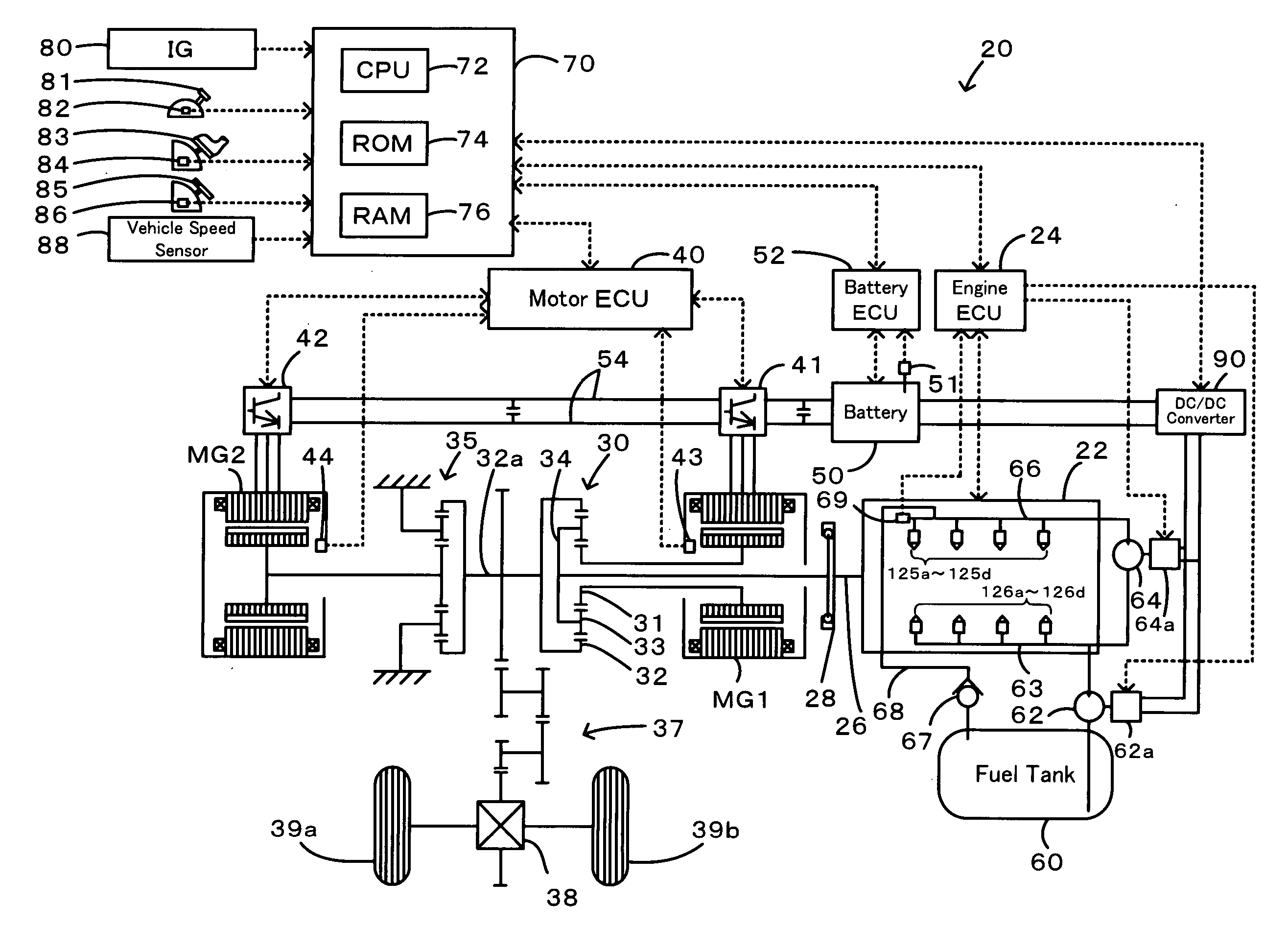 Power output apparatus, vehicle equipped with power output apparatus, and control method of power output apparatus