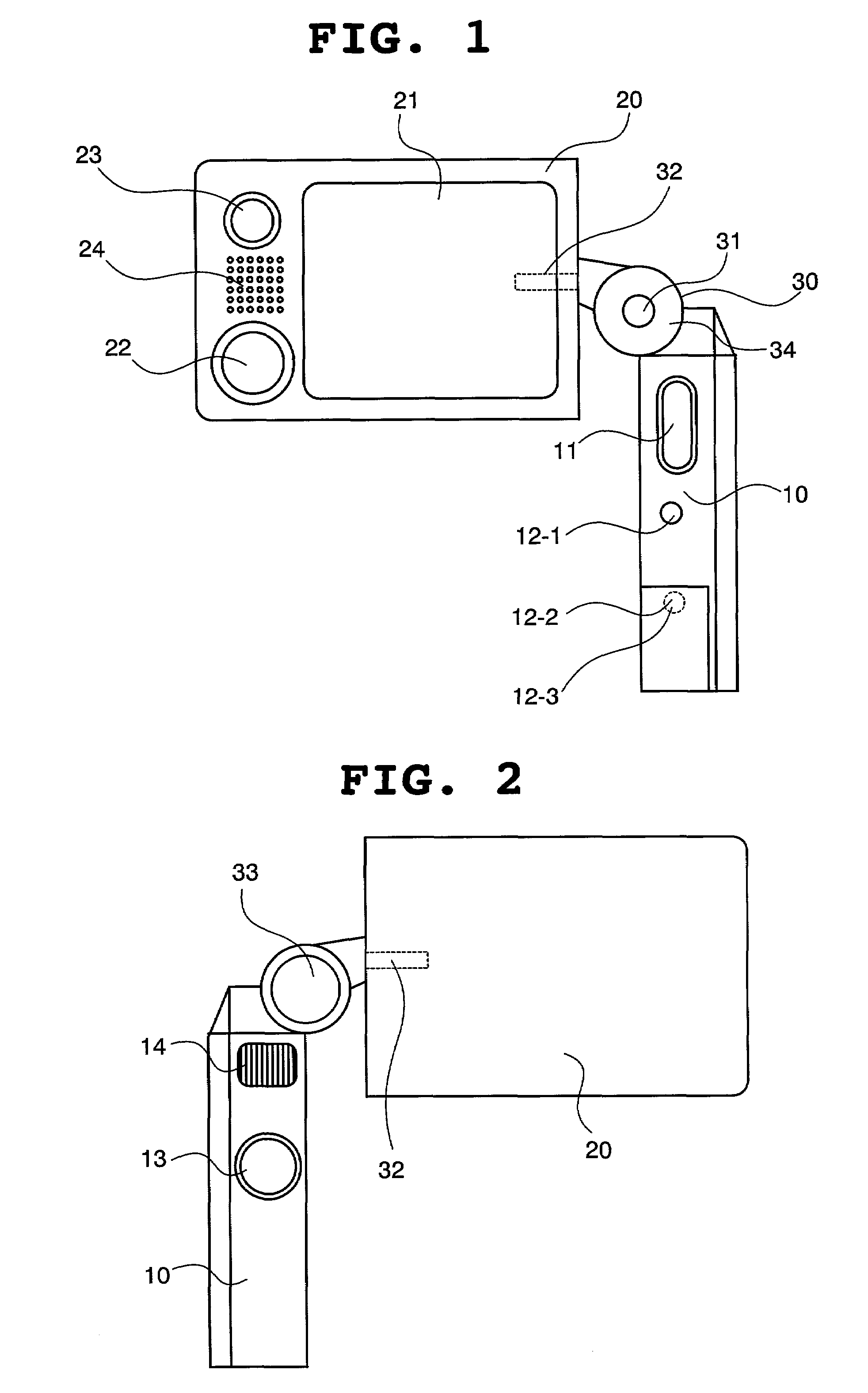 Portable terminal with rotatable axial flip unit and dual lens arrangement