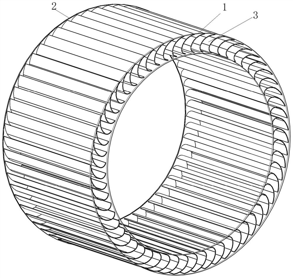 C-type starting forward curve multi-blade centrifugal fan impeller and manufacturing method