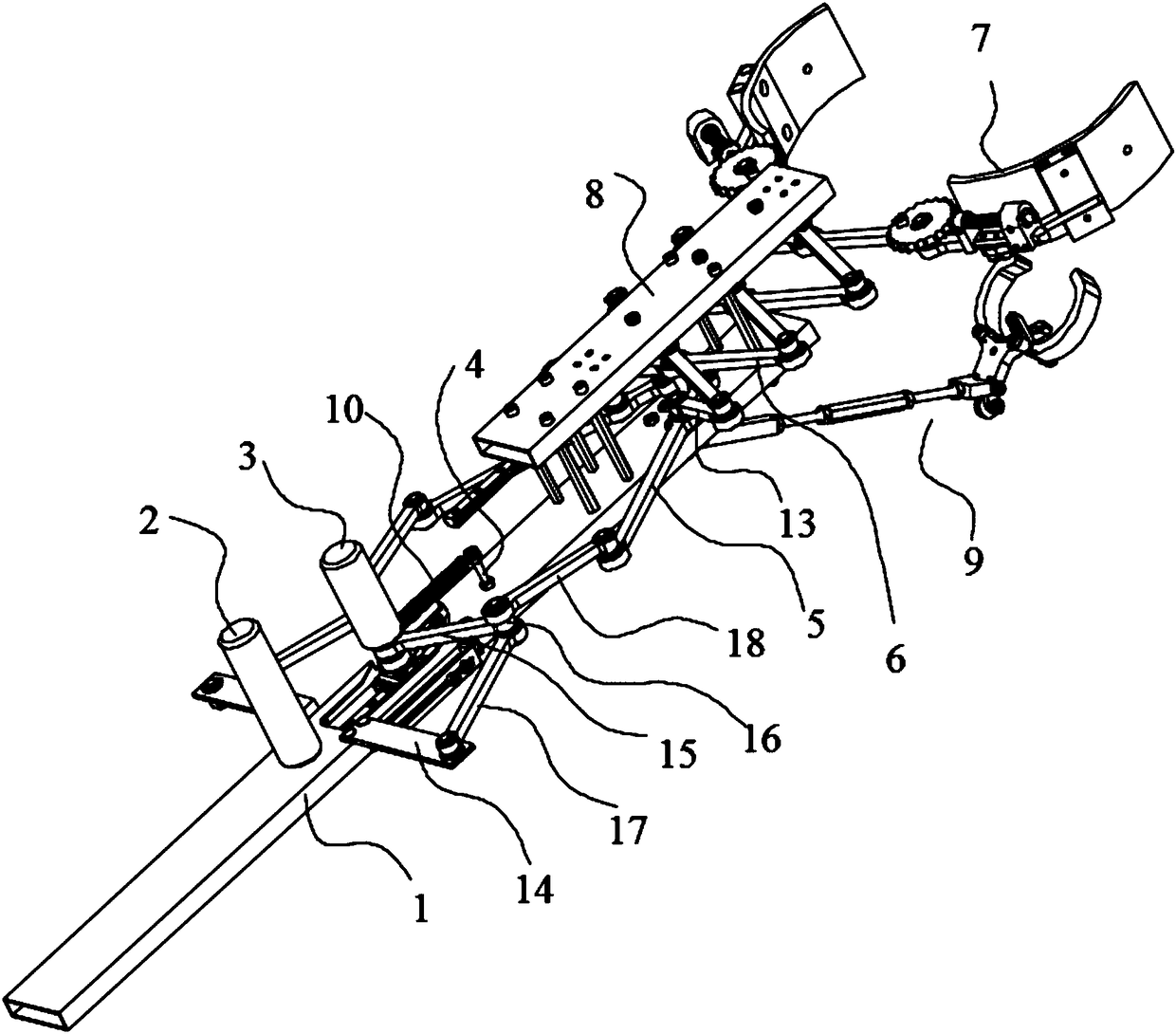 Wearable scissor-fork type pineapple one-step picking auxiliary arm