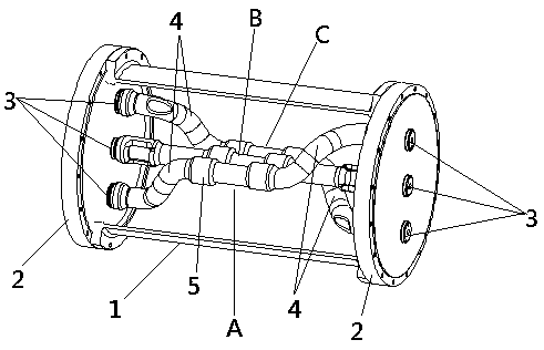 Three-phase conductor commutation connector