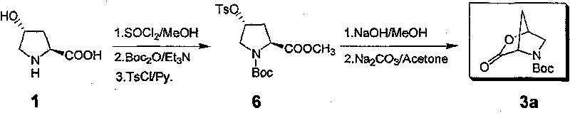 Industrial preparing process of N-tert-butoxy carbonyl-5-aza-2-oxa-3-one-dicyclo-[2,2,1] heptance in one cauldron