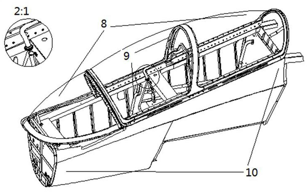 Movable connecting structure of military aircraft canopy demisting pipeline