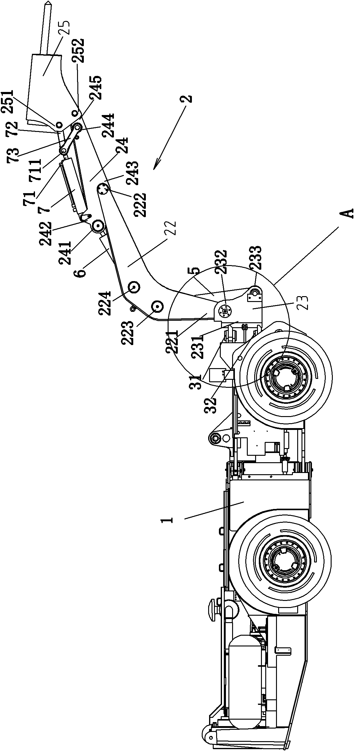 Breaking hammer for wheel type loader