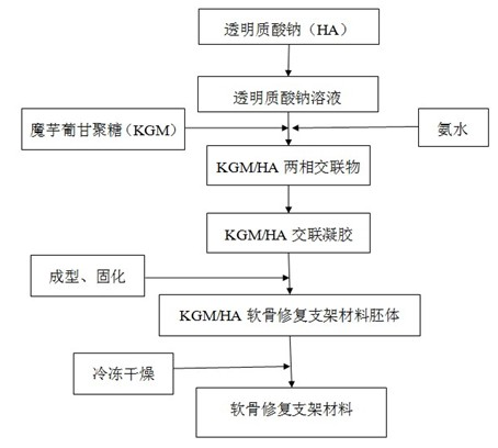 Sodium hyaluronate and KGM porous bracket material and method for preparing same