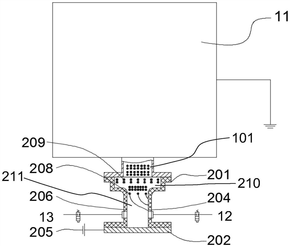 Device for separating positive and negative ions, film forming equipment and chamber cleaning method