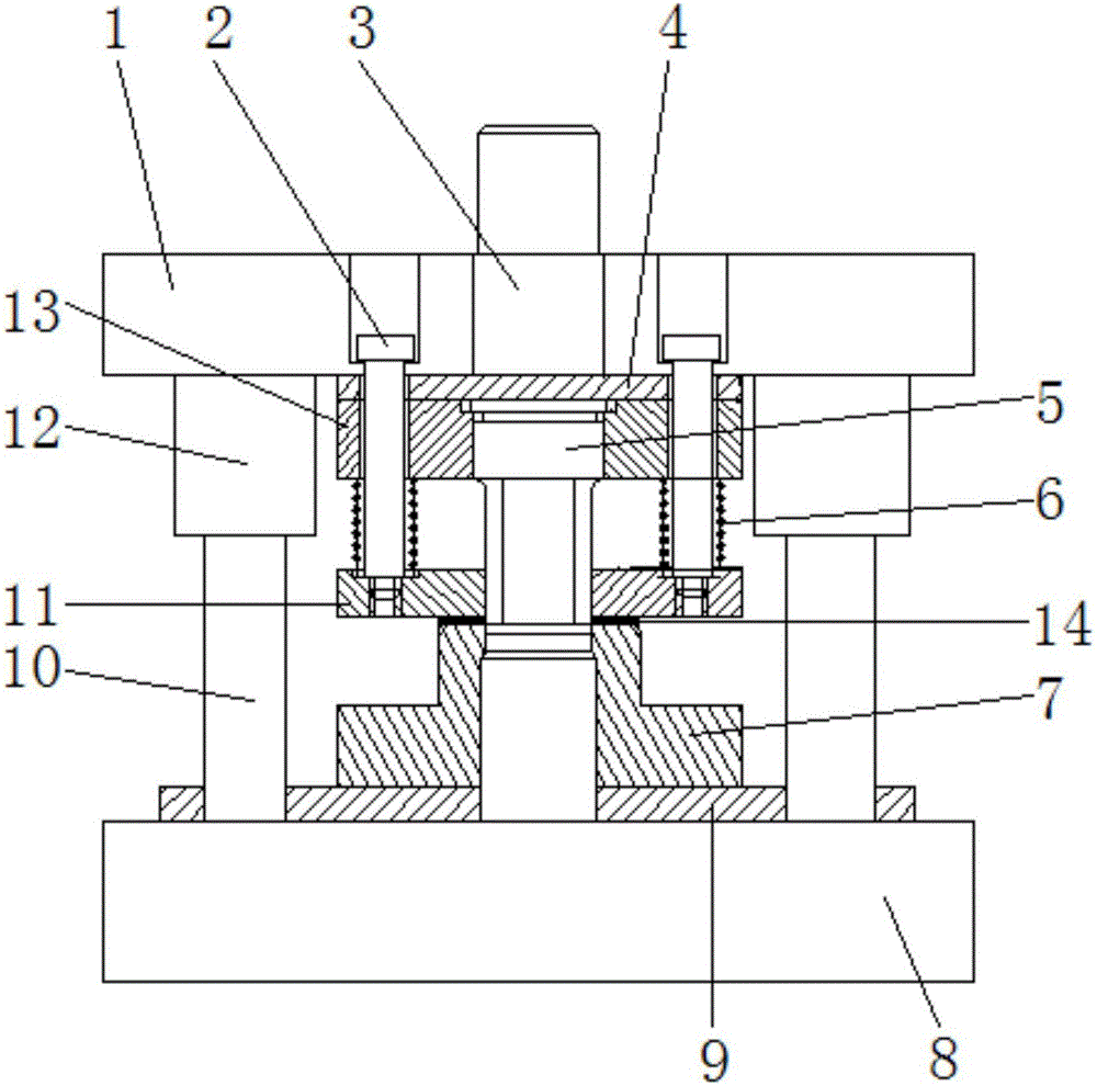 Stamping die for automobile metal part machining