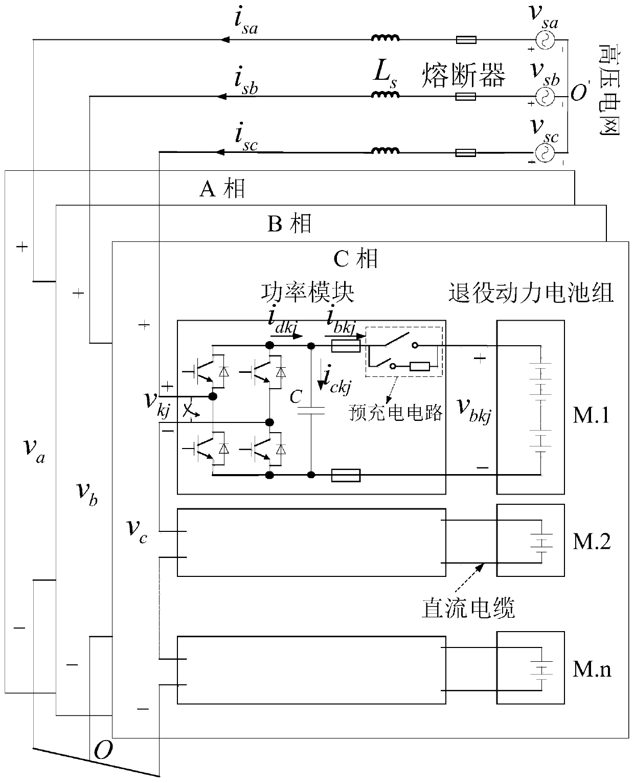 Inter-phase power differential control circuit and method for battery energy storage system