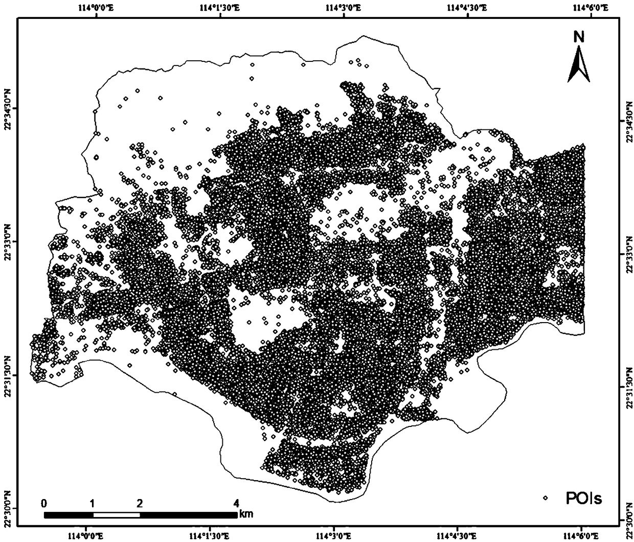 Measuring method and system based on urban function mixing degree