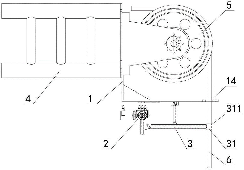 A swing-motion conversion device of a tower crane stay rope, and a tower crane