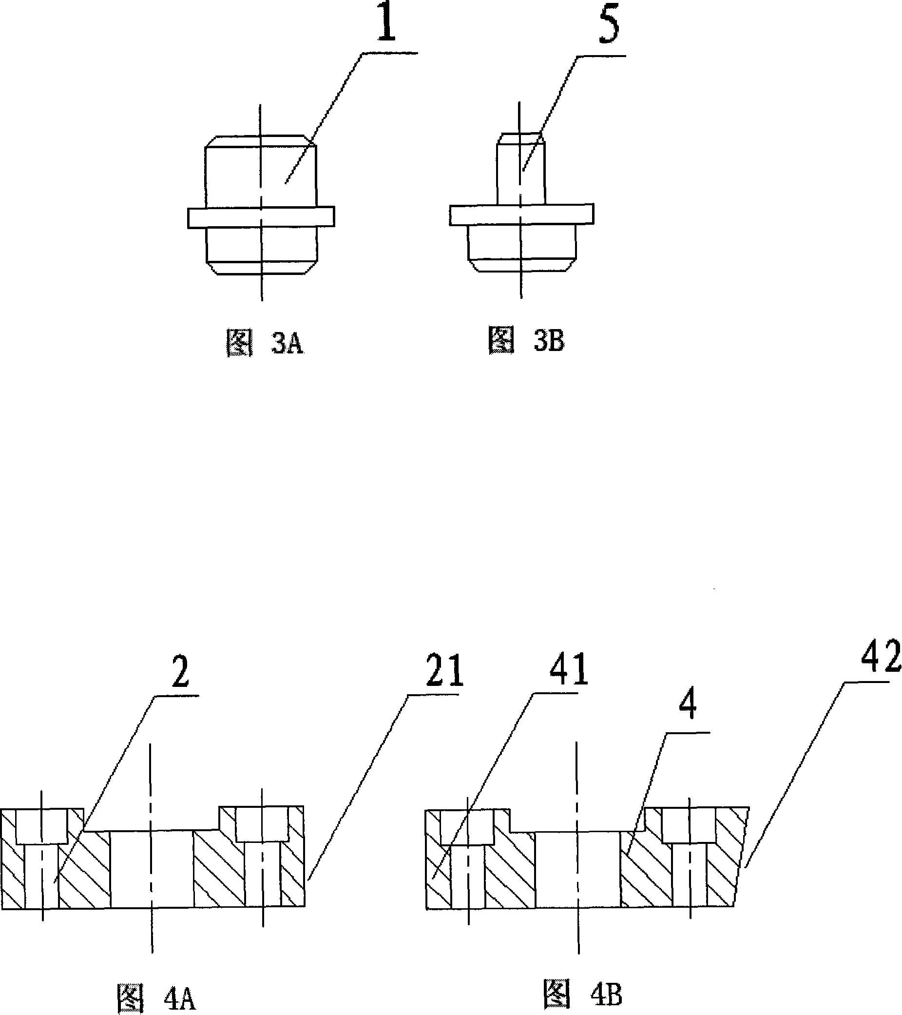 Clamp with one surface and two pins and manufacture method thereof