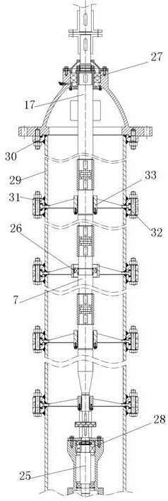 A long-distance vertical floating support shaft system structure