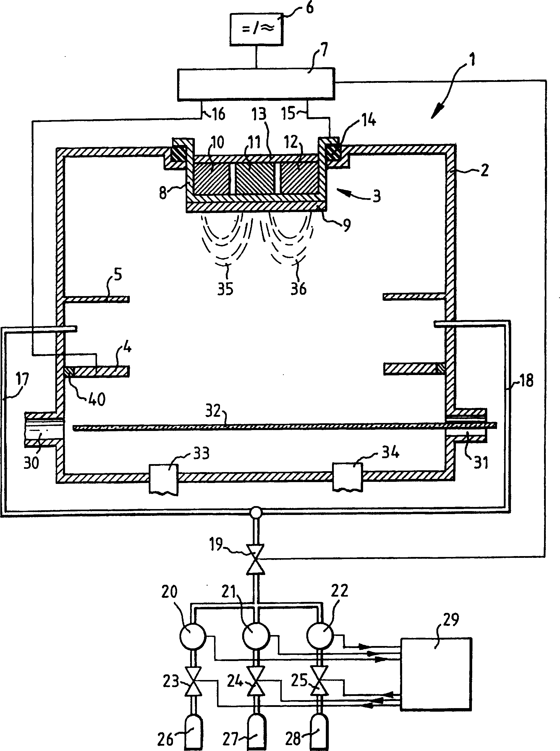 Equipment for reacting sputtering