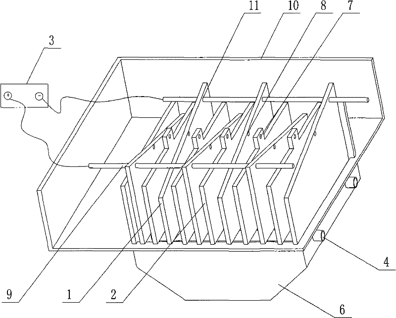 Electrochemical device for processing heavy metal wastewater