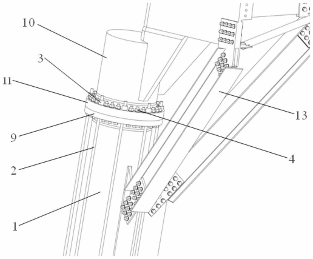 Framework type external prestress anti-fatigue steel tower structure