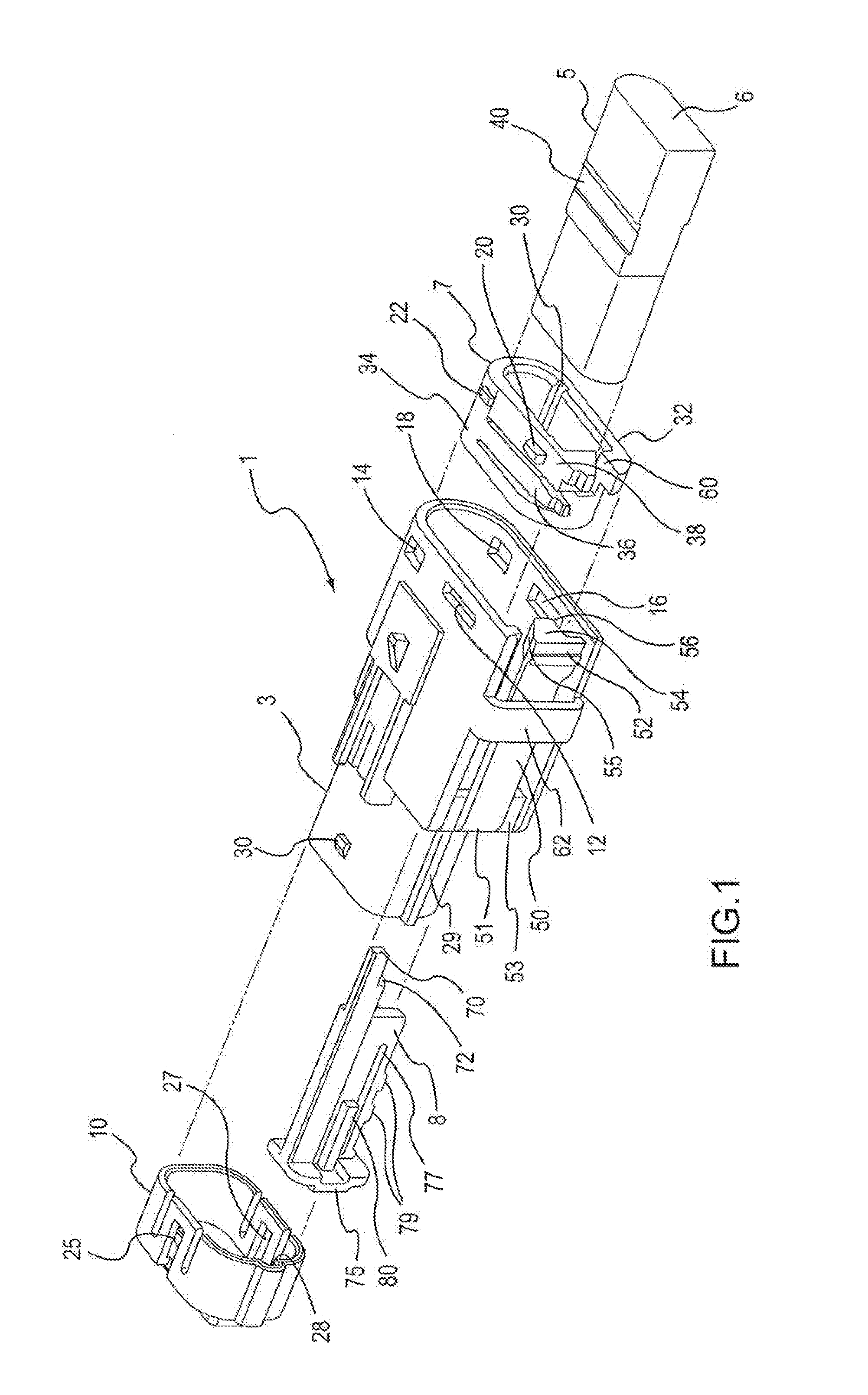 In-line sealed electrical connector apparatus having a connector apparatus position assurance device, and locking method thereof