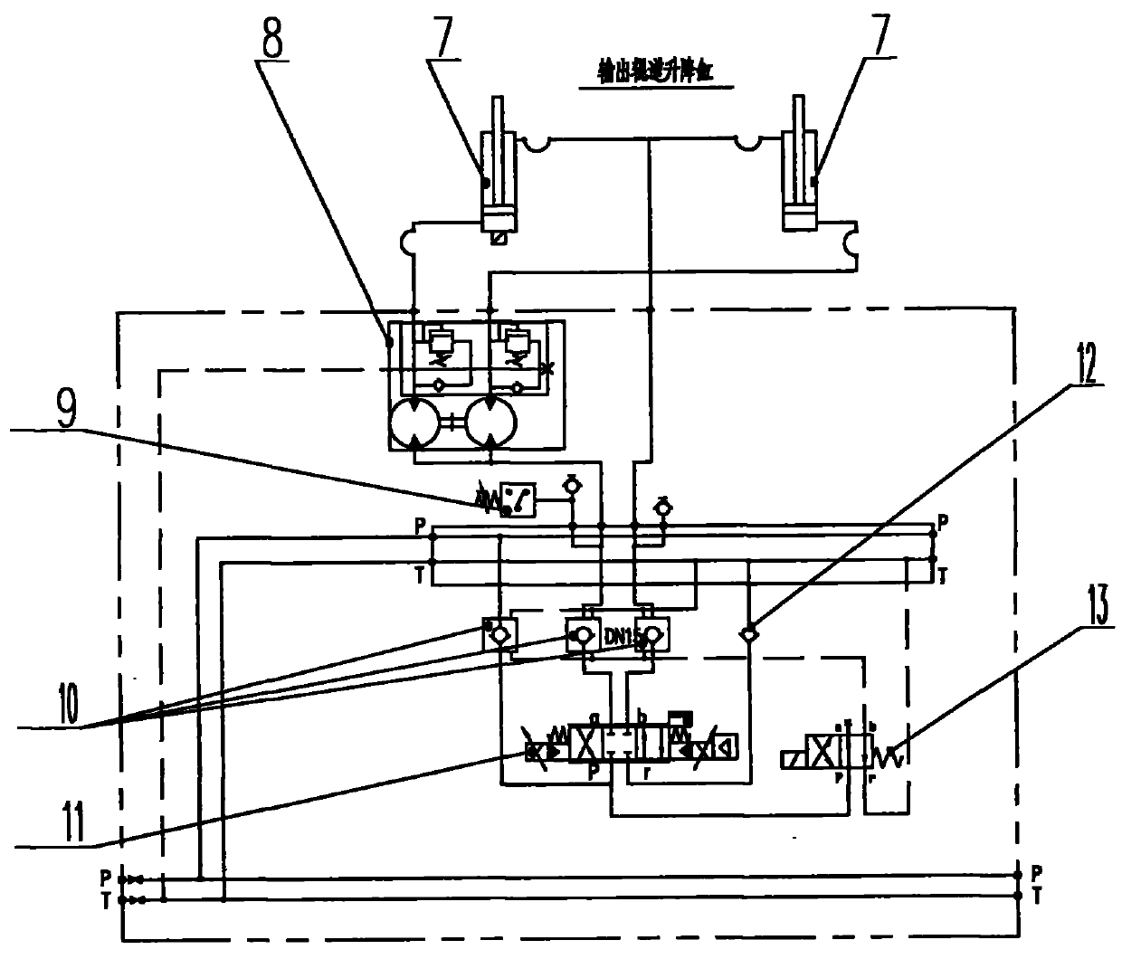 Roller-lifting proportional and synchronous hydraulic control system