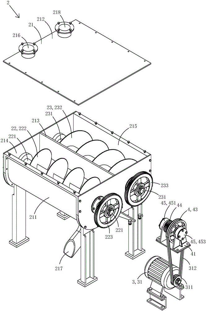 Double-body granary with self-rotating grain distributors