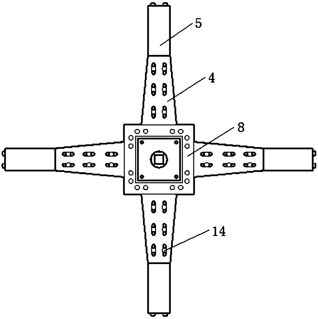 Prefabricated friction-energy-consuming self-resetting baffle communication node