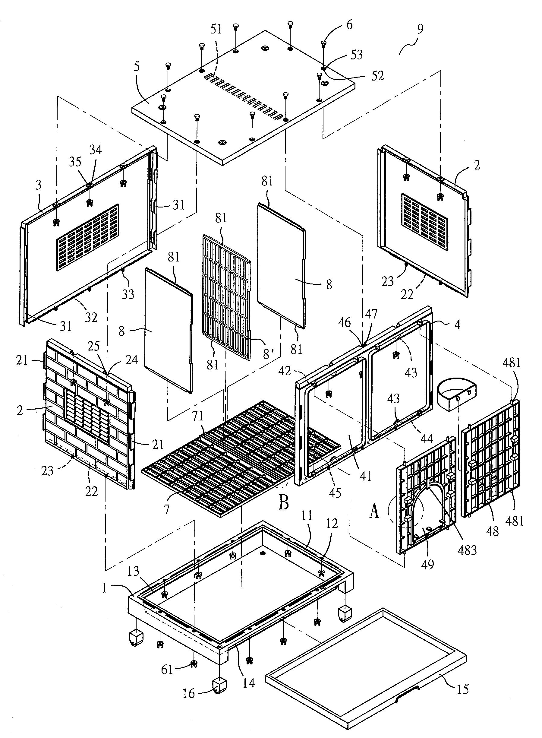 Combination-Type Pet Cage