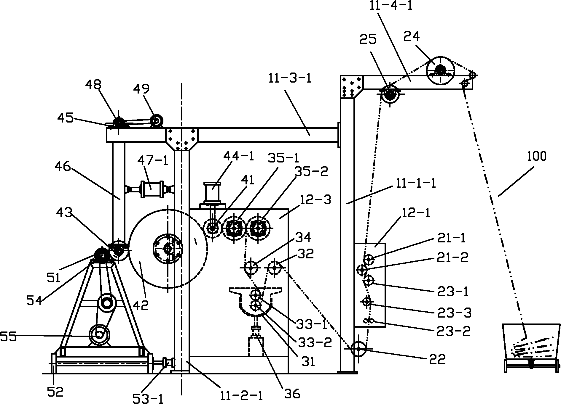 Cold pad-batch dyeing device for open-width knitted fabrics